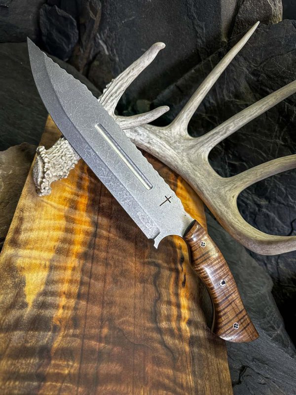 The Bowie Knife, hunting knife, chef knife, hunting knife usa, handmade hunting knife, hunting knife under 100$, best hunting knife, Nitro V steel bowie, koa wood knife, large bowie knife