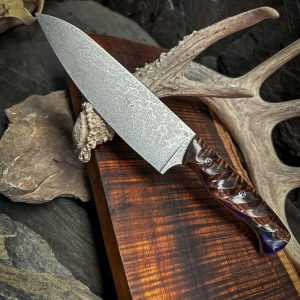 The Santoku Knife, hunting knife, chef knife, hunting knife usa, handmade hunting knife, hunting knife under 100$, best hunting knife, Nitro V steel knife, koa wood knife